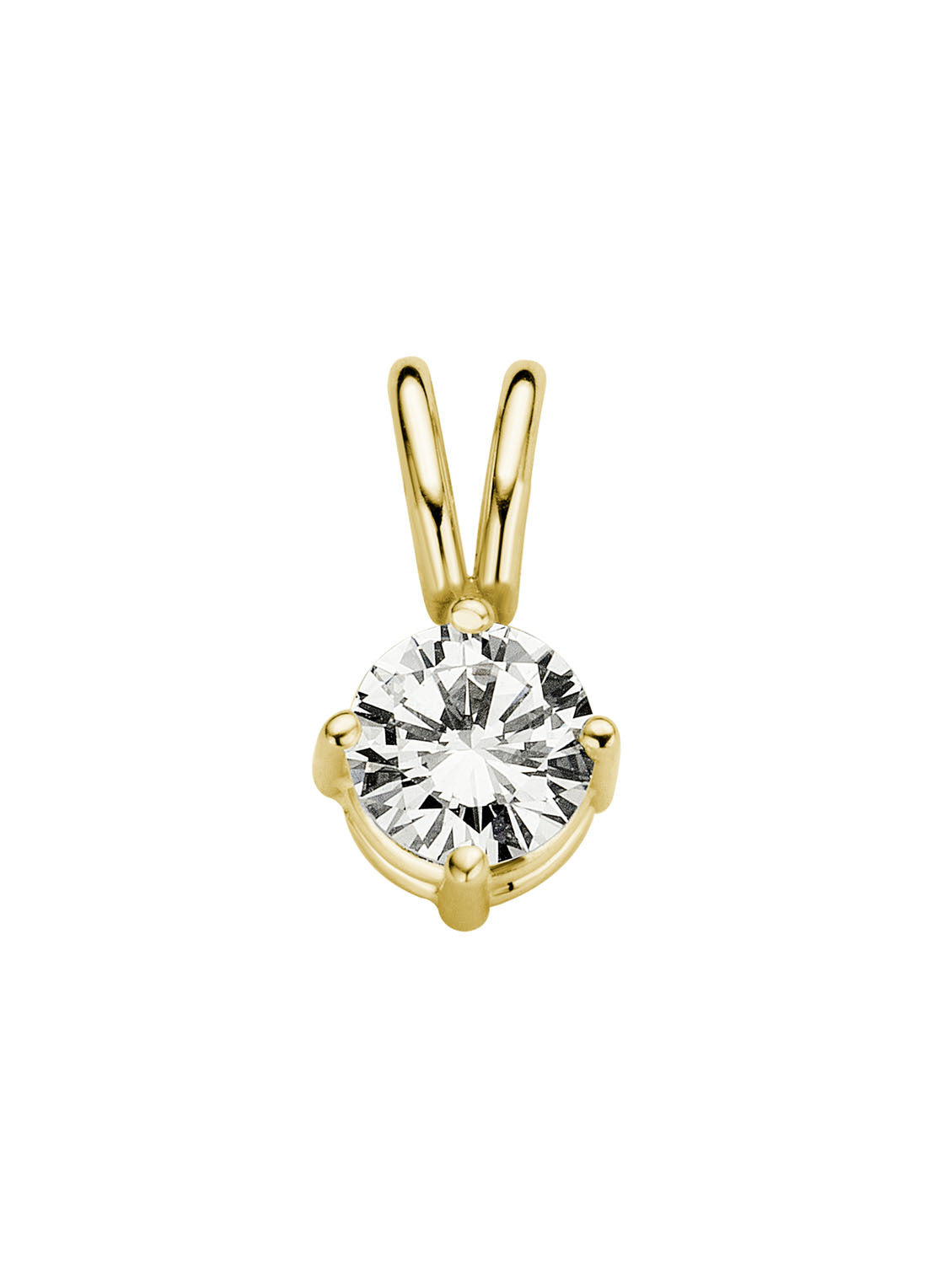 Yellow gold pendant, 0.26 ct diamond, Groeibriljant