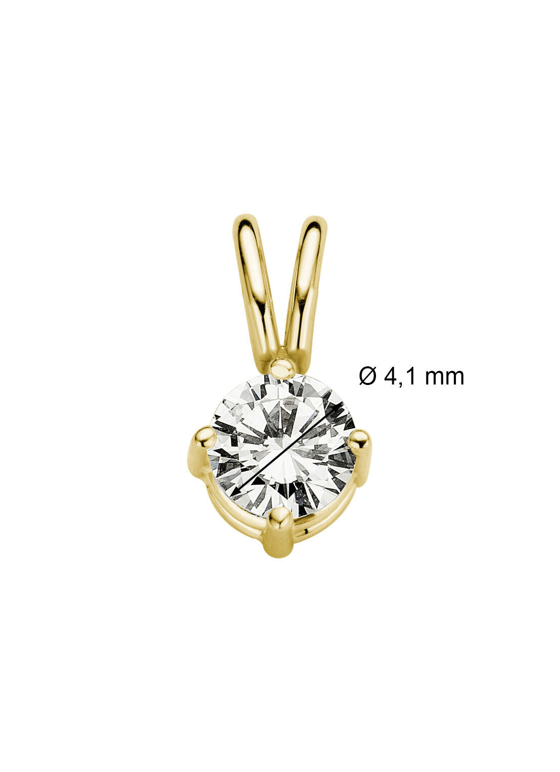 Yellow gold pendant, 0.26 ct diamond, Groeibriljant