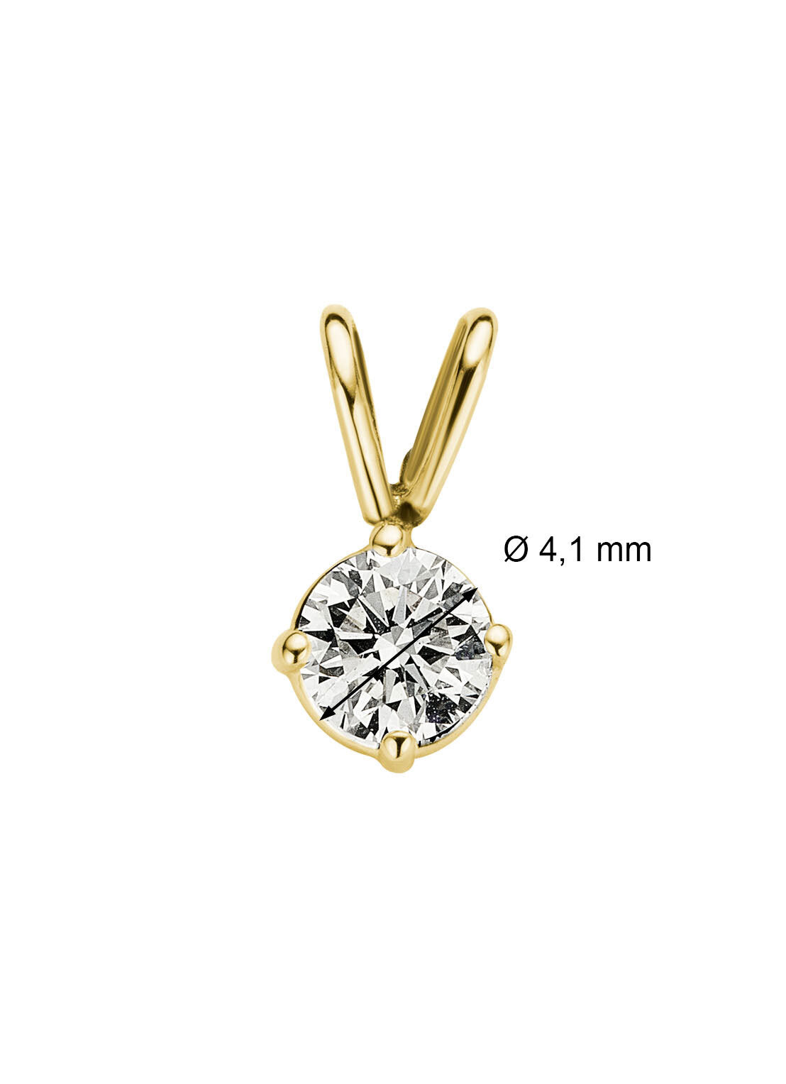 Yellow gold pendant, 0.28 ct diamond, Groeibriljant