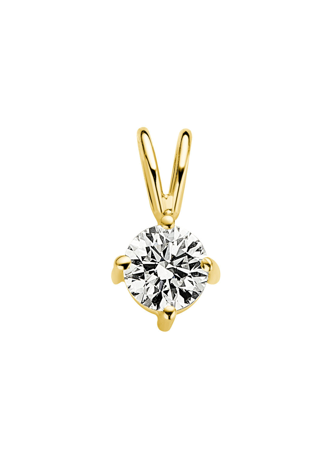 Yellow gold pendant, 0.32 ct diamond, Groeibriljant