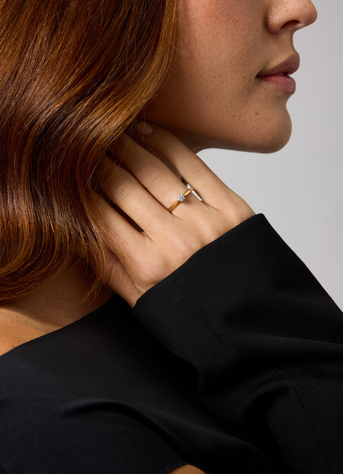 Geelgouden solitairring, 0.20 ct diamant, Groeibriljant