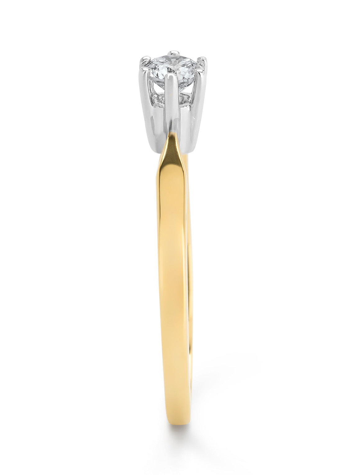 Yellow gold solitary ring, 0.22 ct diamond, Groeibriljant