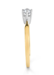 Yellow gold solitary ring, 0.22 ct diamond, Groeibriljant
