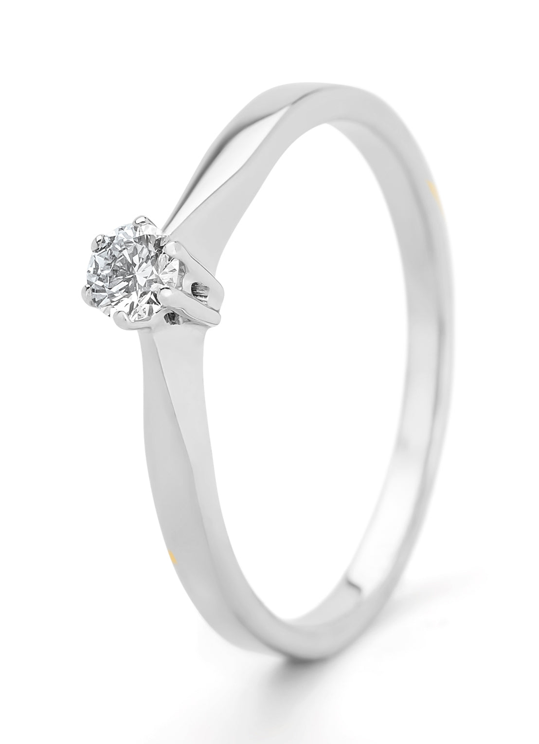 White gold solitaire ring, 0.13 ct diamond, Groeibriljant
