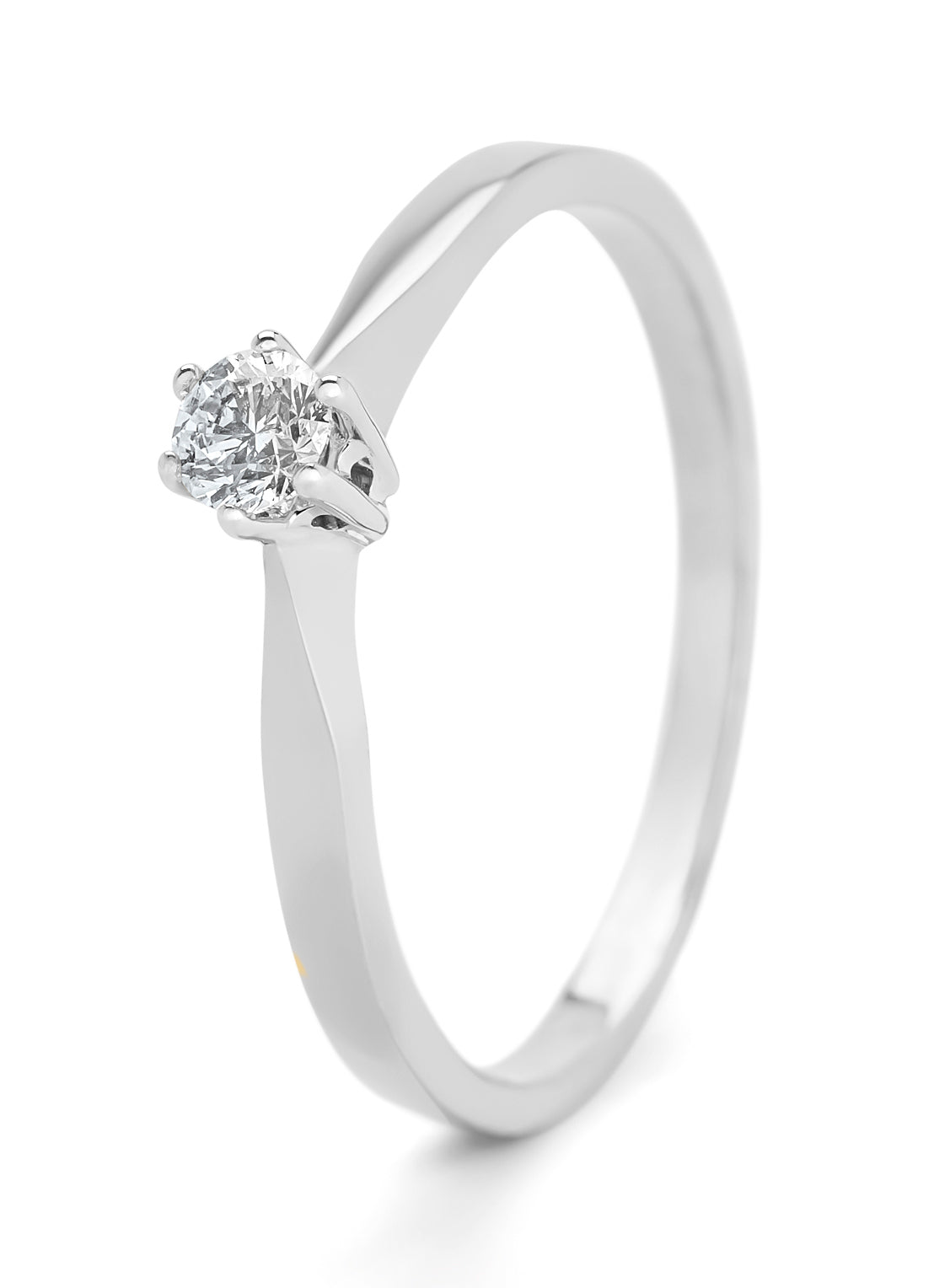 White gold solitaire ring, 0.15 ct diamond, Groeibriljant