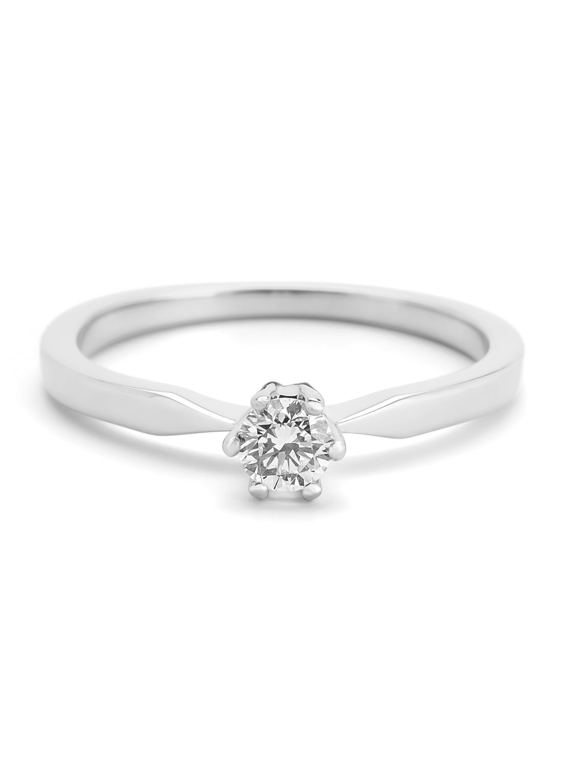 White gold solitair ring, 0.22 ct diamond, Groeibriljant