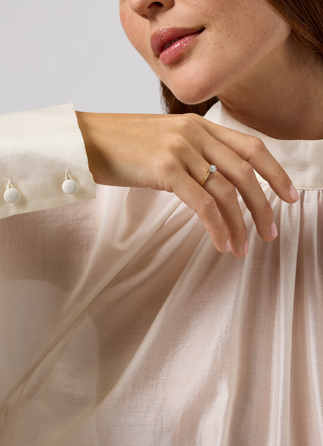 Geelgouden solitairring, 0.43 ct diamant, Groeibriljant