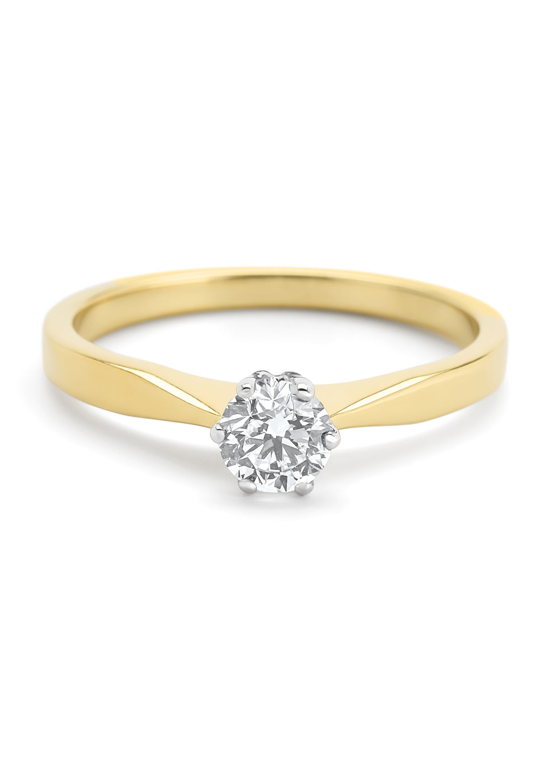 Geelgouden solitairring, 0.43 ct diamant, Groeibriljant