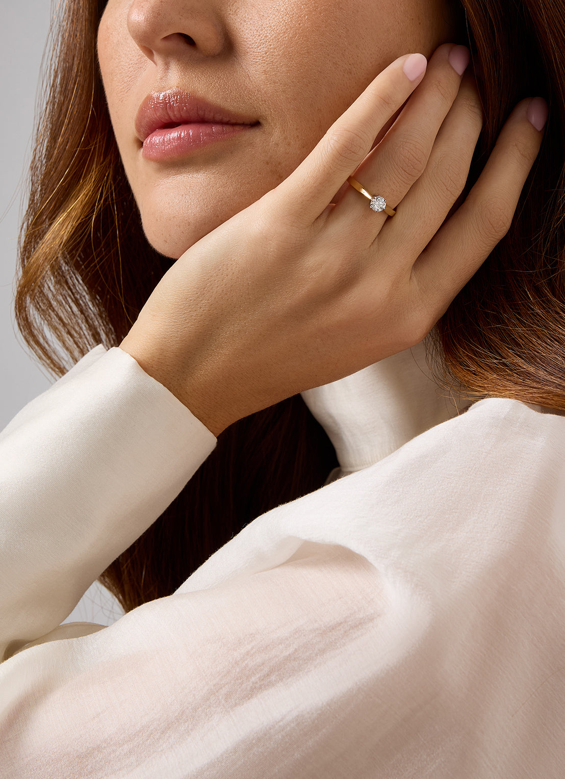 White gold solitair ring, 0.52 ct diamond, Groeibriljant