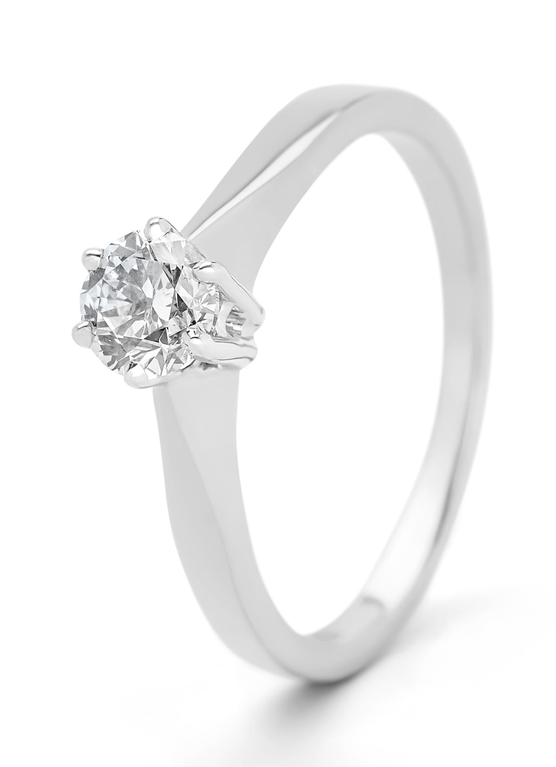 White gold solitair ring, 0.53 ct diamond, Groeibriljant