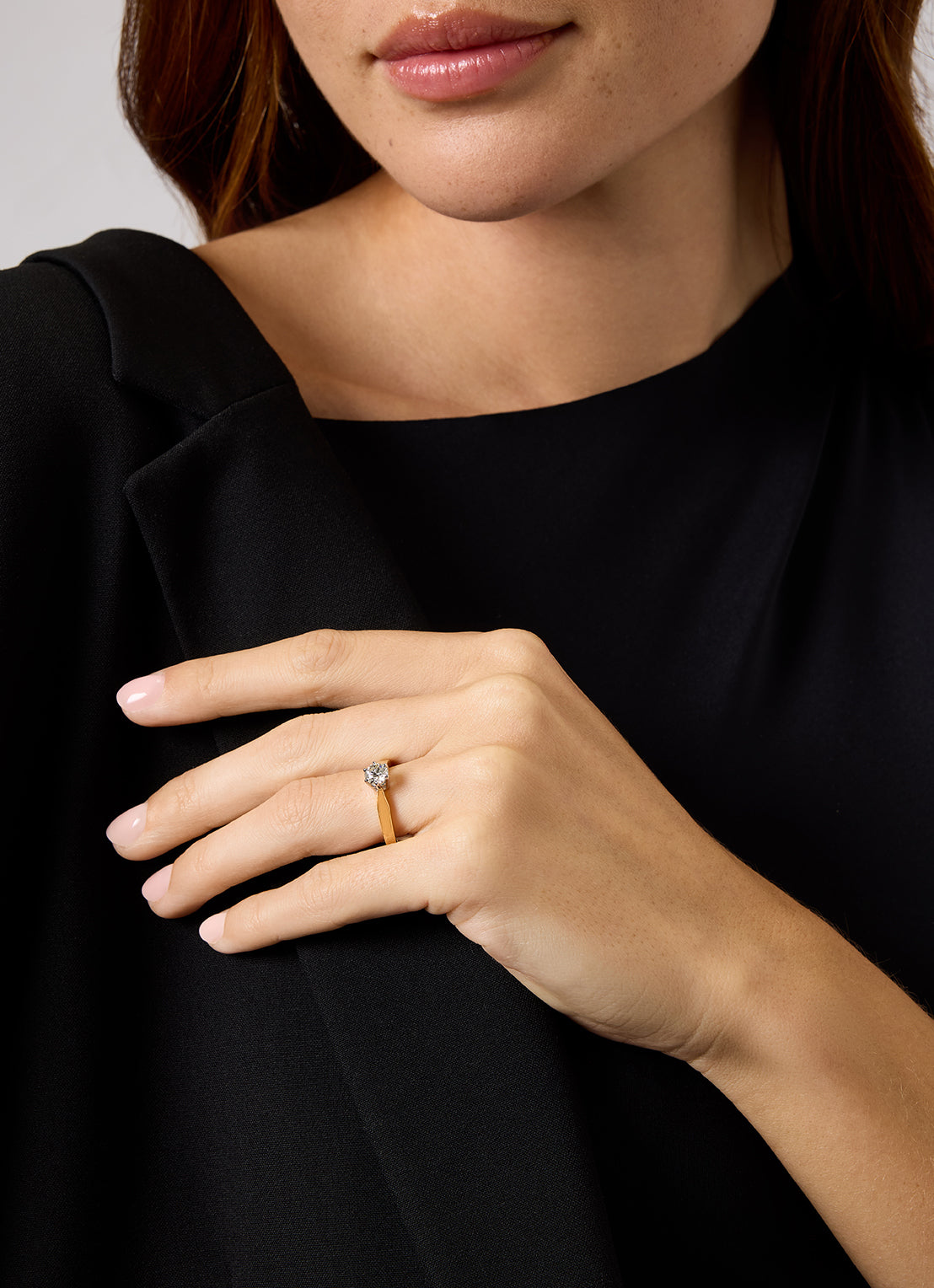 White gold solitaire ring, 0.57 ct diamond, Groeibriljant