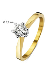 Yellow gold solitary ring, 0.60 ct diamond, Groeibriljant