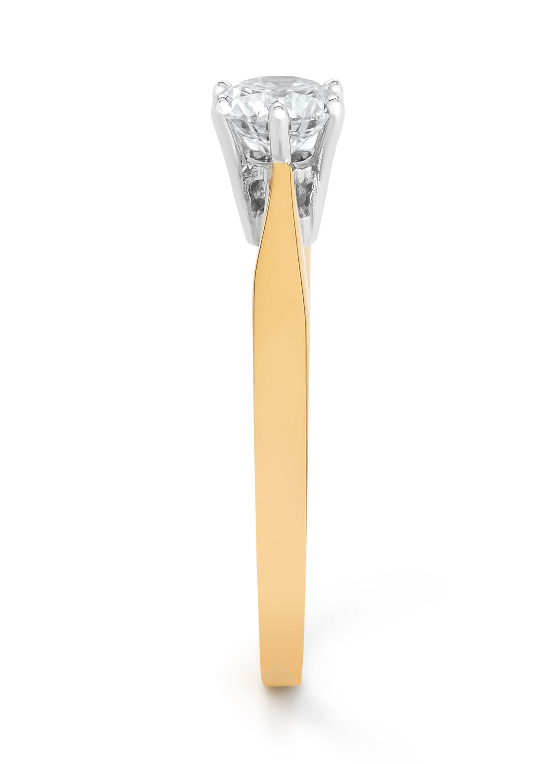 Geelgouden solitairring, 0.63 ct diamant, Groeibriljant