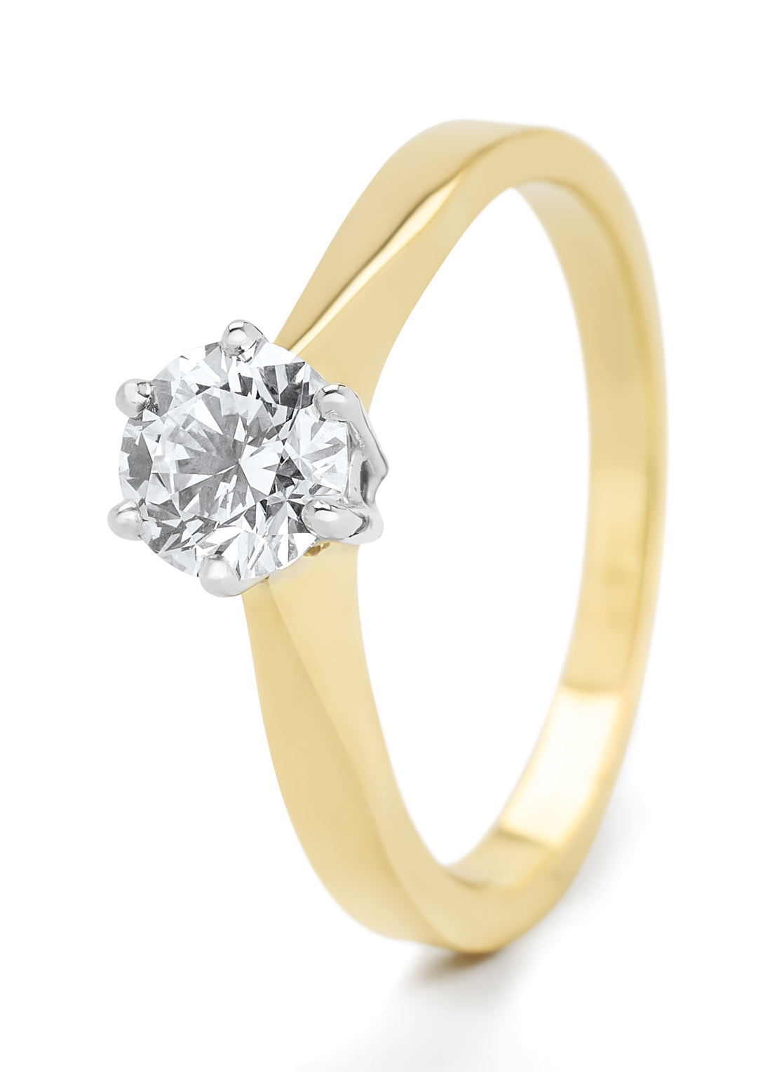 Yellow gold solitary ring, 0.67 ct diamond, Groeibriljant