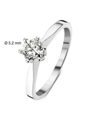 White gold solitaire ring, 0.67 ct diamond, Groeibriljant