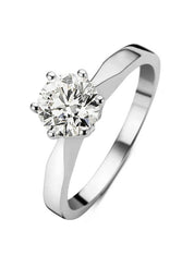 White gold solitaire ring, 0.71 ct diamond, Groeibriljant