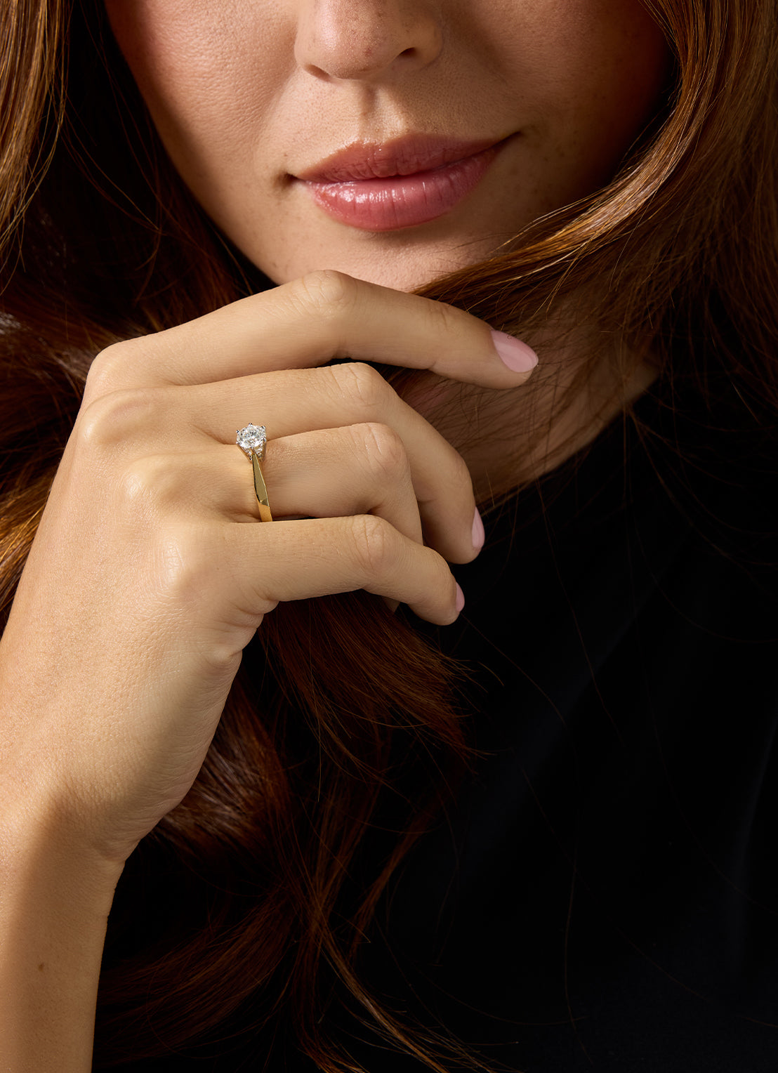 Geelgouden solitairring, 0.77 ct diamant, Groeibriljant