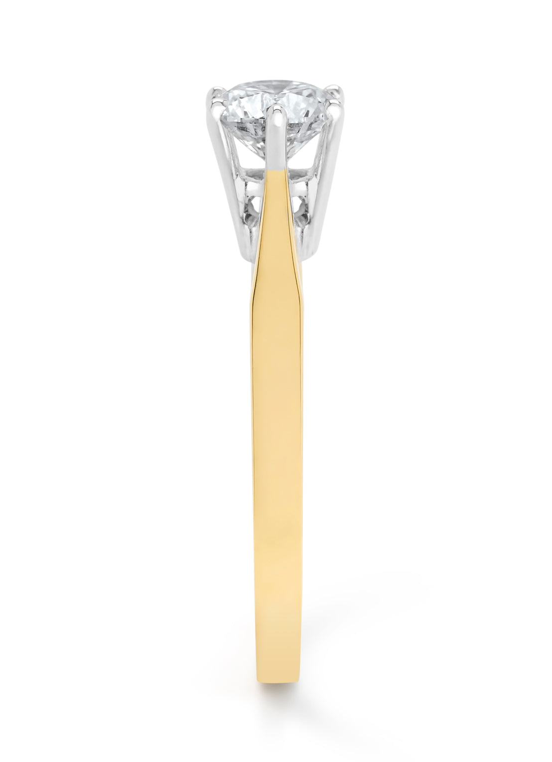 Geelgouden solitairring, 0.79 ct diamant, Groeibriljant
