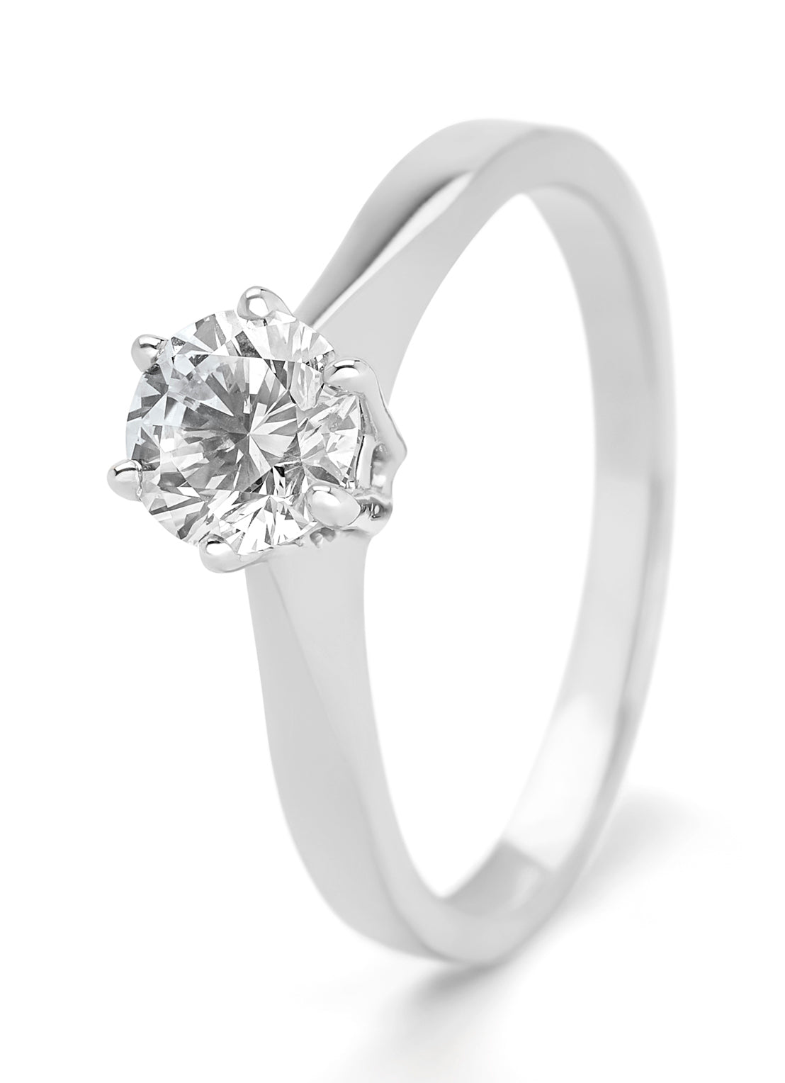 Witgouden solitairring, 0.79 ct diamant, Groeibriljant