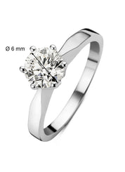 White gold solitair ring, 0.79 CT Diamond, Groeibriljant