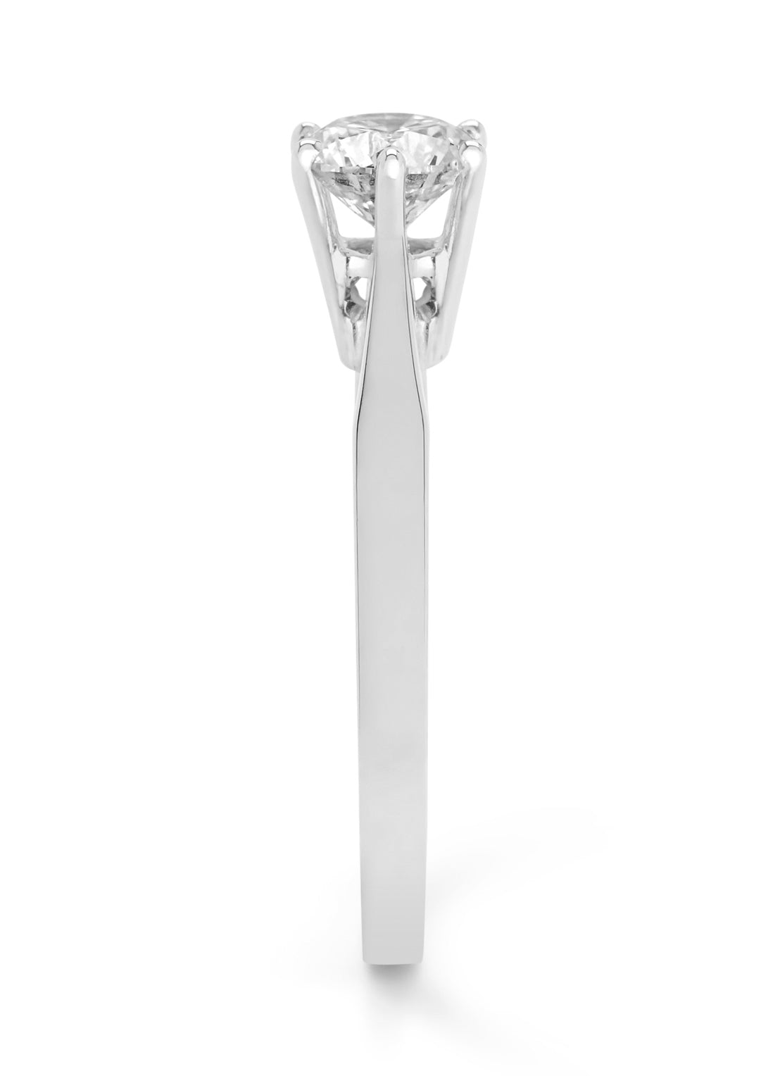 Witgouden solitairring, 0.85 ct diamant, Groeibriljant