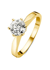 Yellow gold solitary ring, 0.89 ct diamond, Groeibriljant