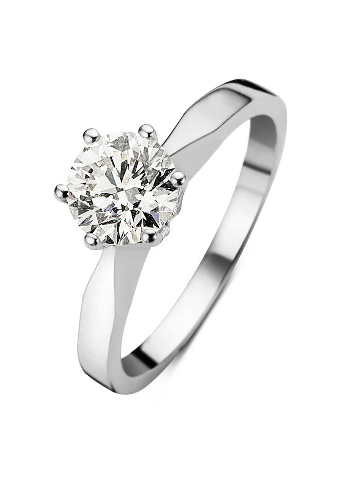 White gold solitaire ring, 0.89 ct diamond, Groeibriljant