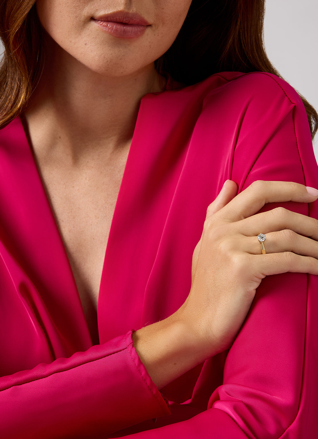 Witgouden solitairring, 0.91 ct diamant, Groeibriljant