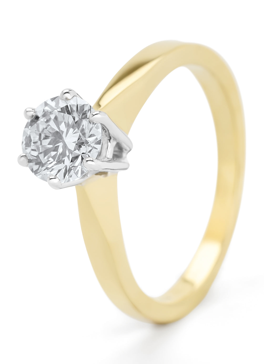 Yellow gold solitary ring, 1.00 ct diamond, Groeibriljant