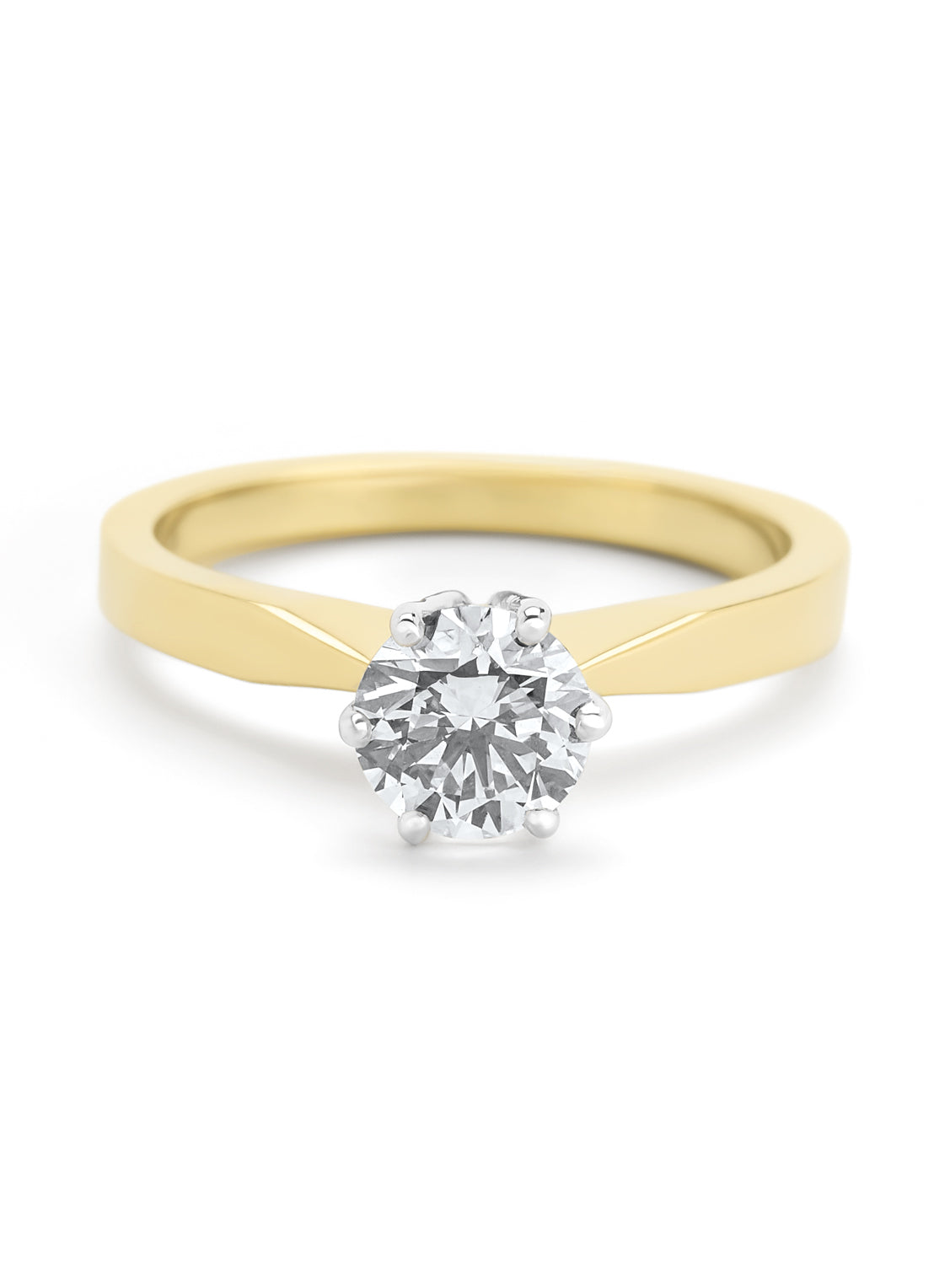 Yellow gold solitary ring, 1.00 ct diamond, Groeibriljant