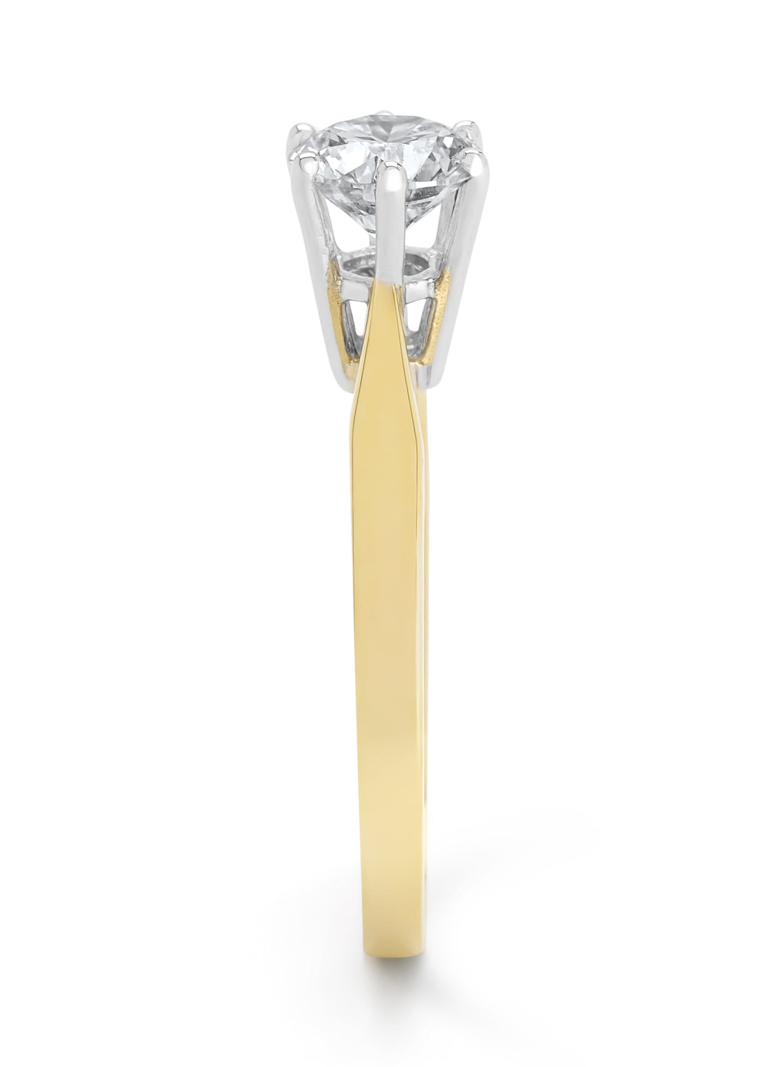 Yellow gold solitary ring, 1.00 ct diamond, Groeibriljant