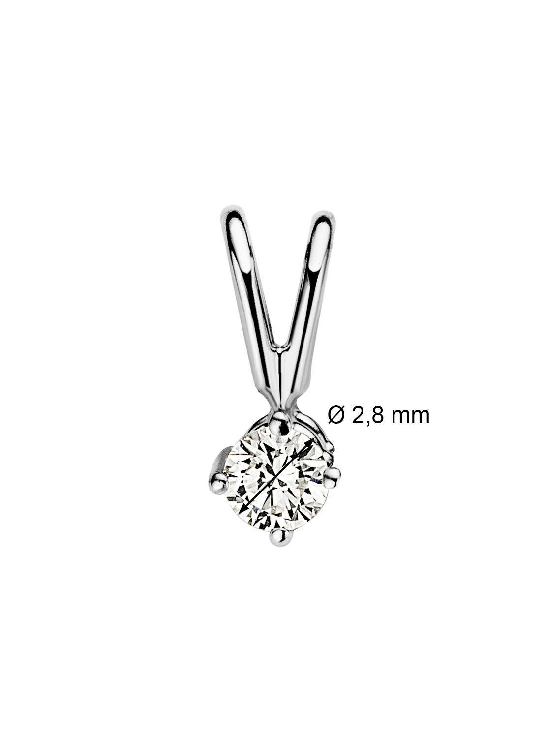 White gold pendant, 0.08 ct diamond, Groeibriljant