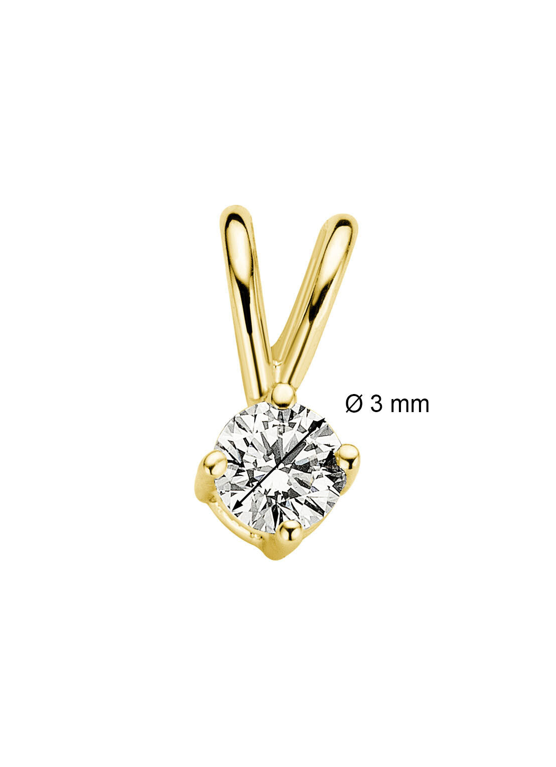 Yellow gold pendant, 0.11 ct diamond, Groeibriljant