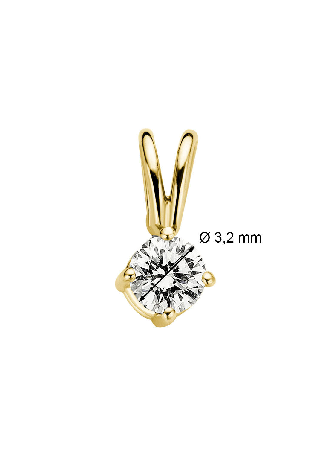 Yellow gold pendant, 0.13 ct diamond, Groeibriljant
