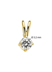 Yellow gold pendant, 0.13 ct diamond, Groeibriljant