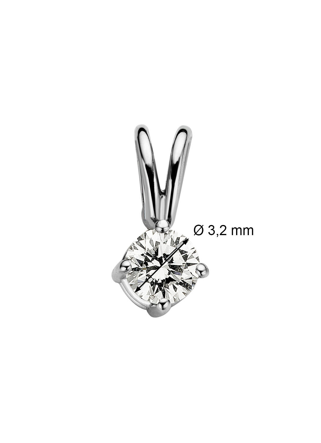 White gold pendant, 0.13 ct diamond, Groeibriljant
