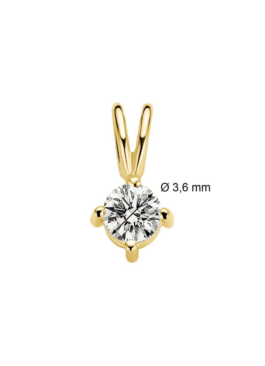 Yellow gold pendant, 0.17 ct diamond, Groeibriljant
