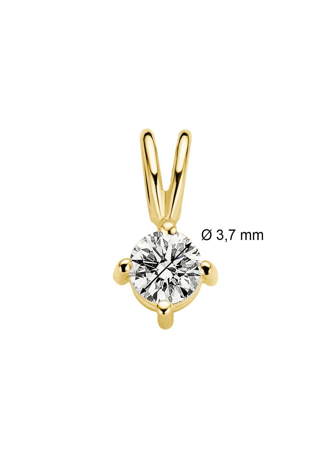 Yellow gold pendant, 0.18 ct diamond, Groeibriljant