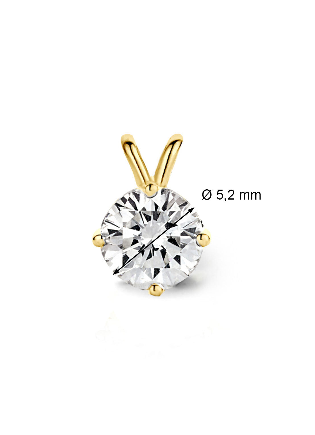 Yellow gold pendant, 0.51 ct diamond, Groeibriljant