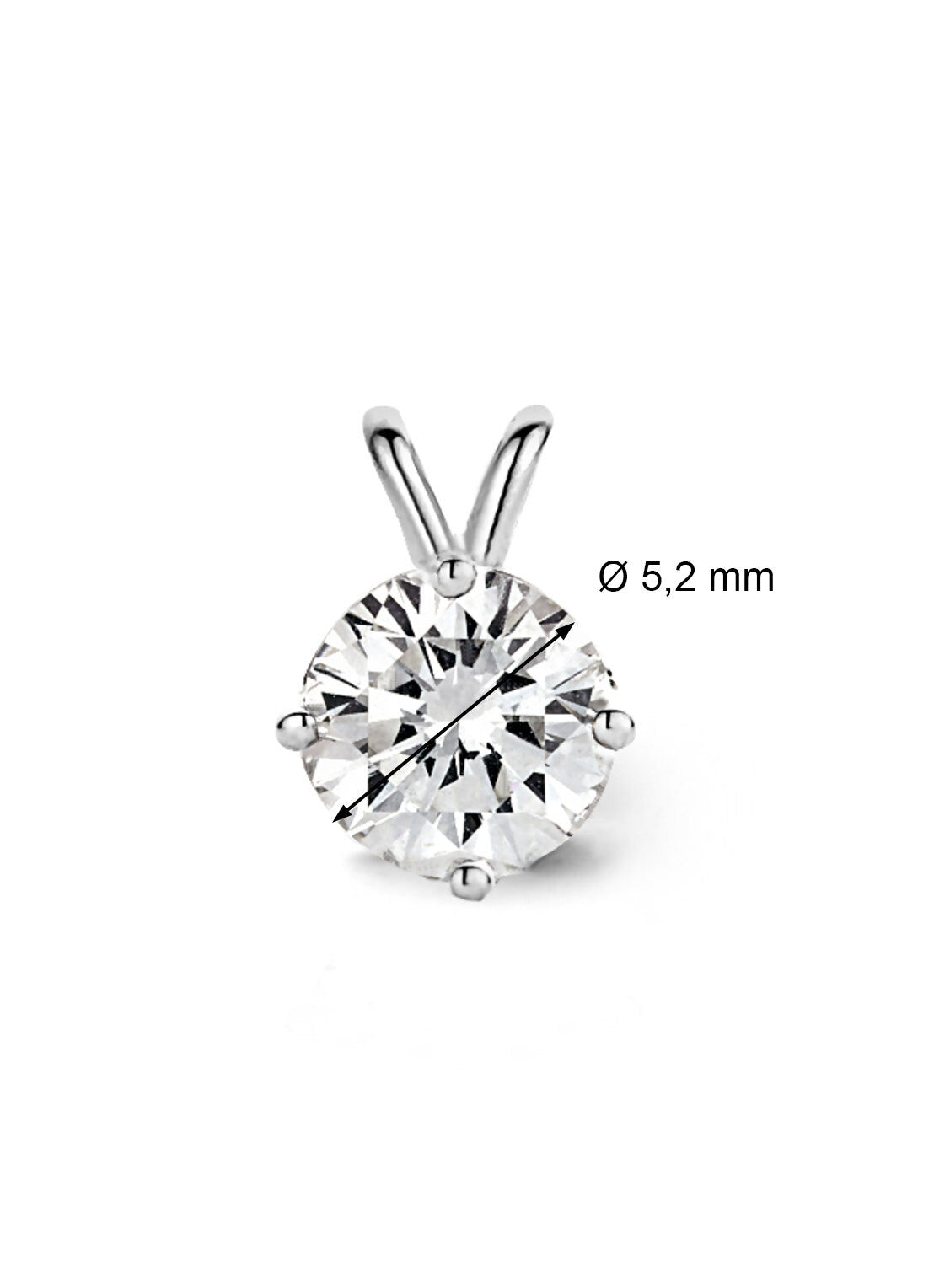 White gold pendant, 0.63 ct diamond, Groeibriljant