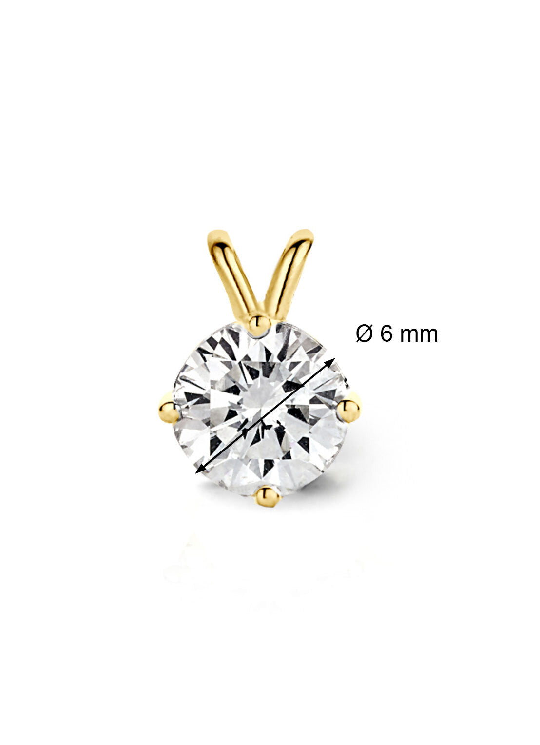 Yellow gold pendant, 0.75 ct diamond, Groeibriljant