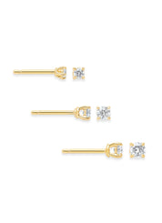 Yellow gold solitaire earstekers, 0.32 ct diamond, Groeibriljant