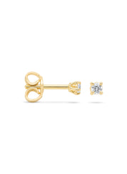 Yellow gold solitaire earstekers, 0.08 ct diamond, Groeibriljant