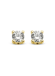 Yellow gold solitaire earstekers, 0.10 ct diamond, Groeibriljant