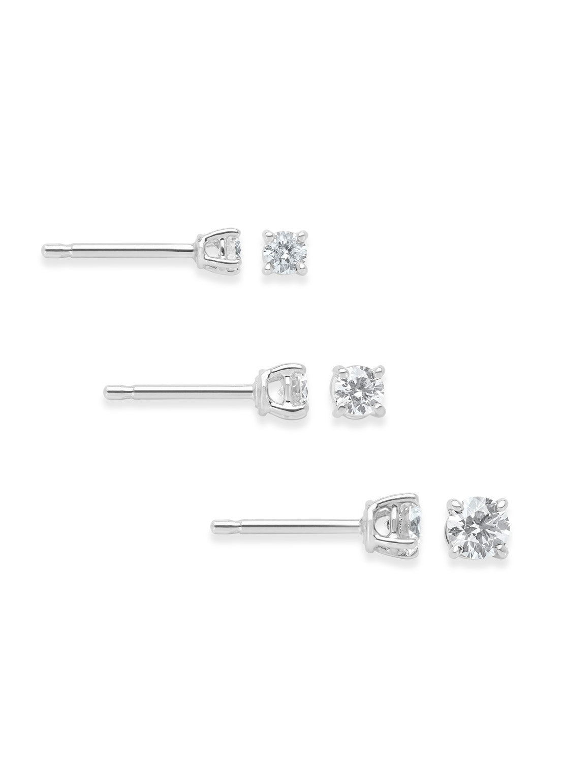 White gold solitary ear plugs, 0.26 ct diamond, Groeibriljant