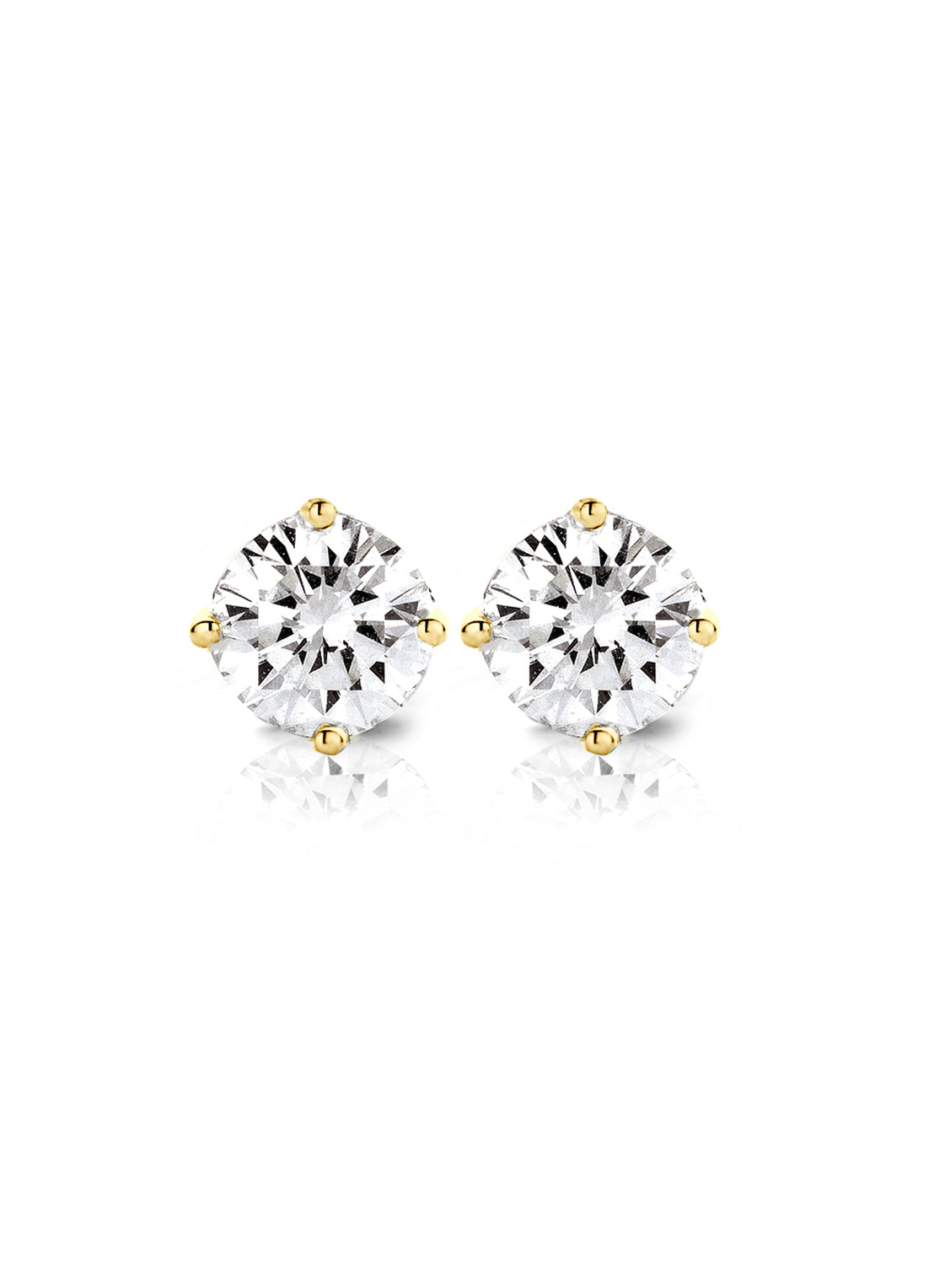 Yellow gold solitaire earstekers, 0.38 ct diamond, Groeibriljant