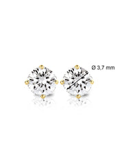 Yellow gold solitaire earstekers, 0.38 ct diamond, Groeibriljant