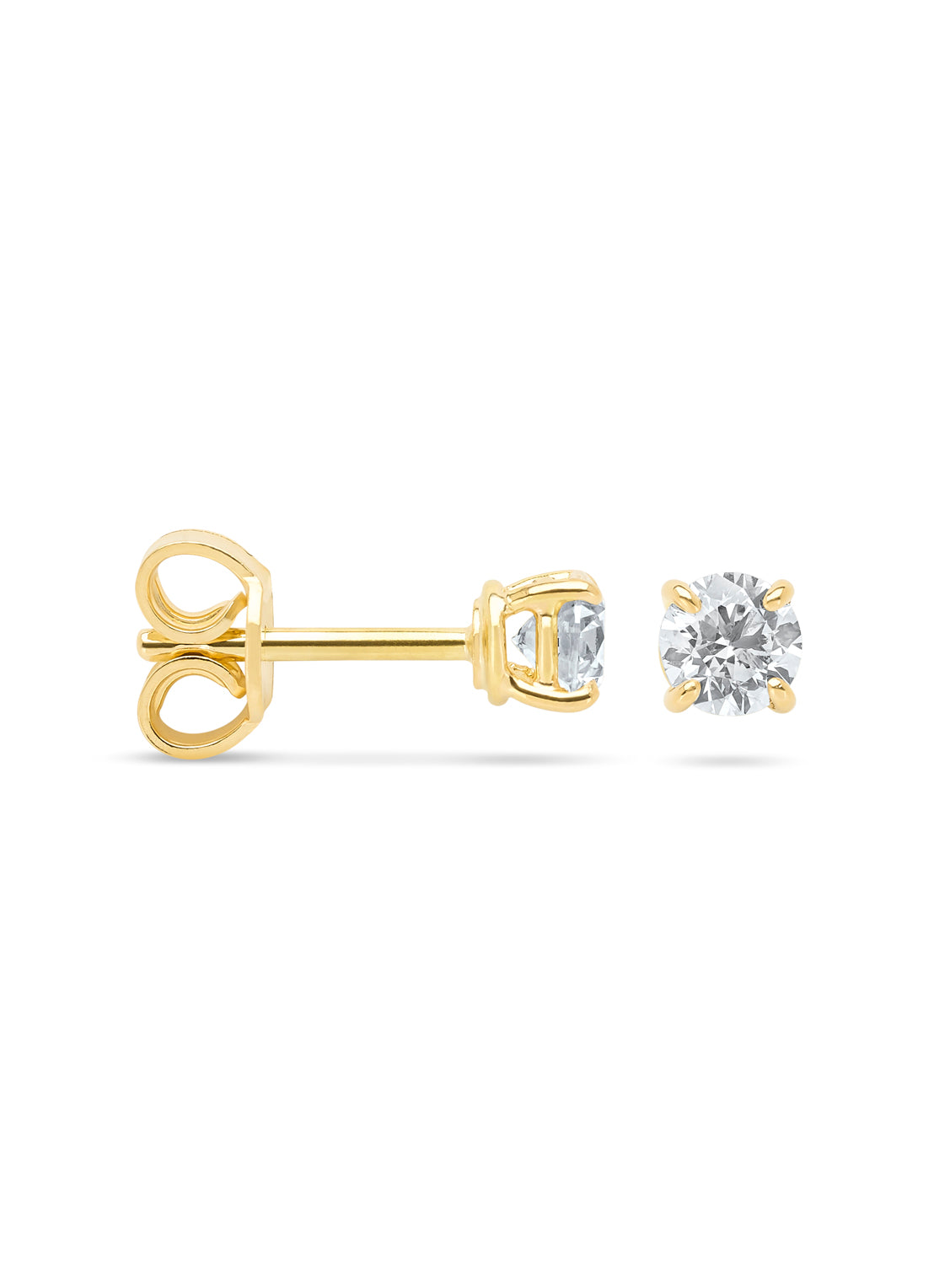Yellow gold solitaire earstekers, 0.64 ct diamond, Groeibriljant