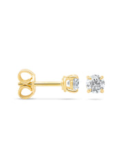 Yellow gold solitaire earstekers, 0.64 ct diamond, Groeibriljant