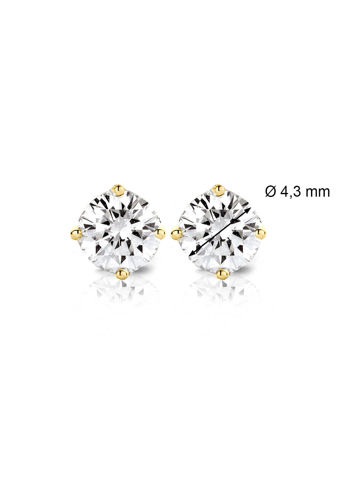 Yellow gold solitaire earstekers, 0.64 ct diamond, Groeibriljant